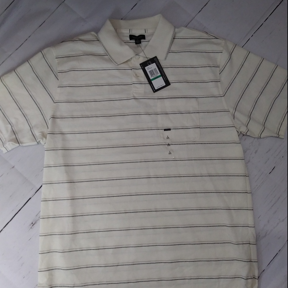 Men's Van Heusen Polo Shirt Off White New Large